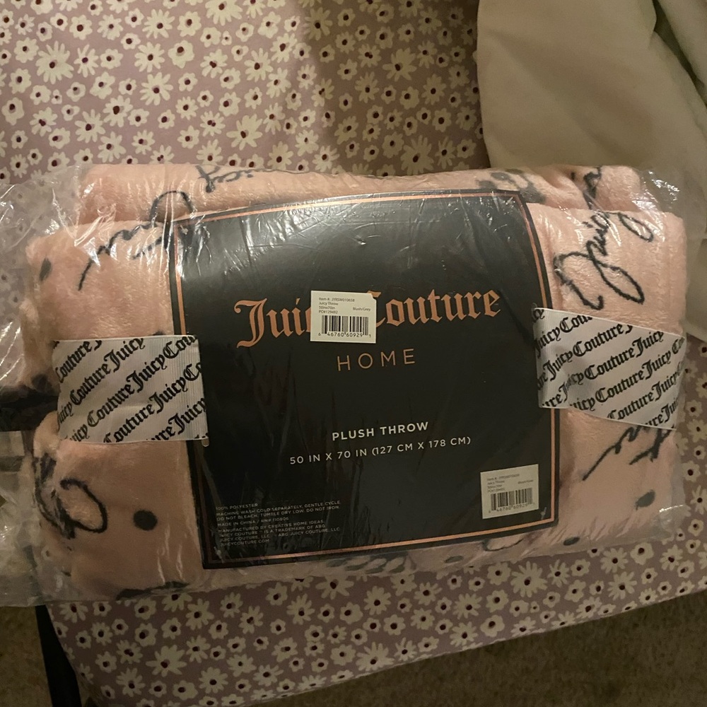 Juicy Couture Blush Pink Plush Throw